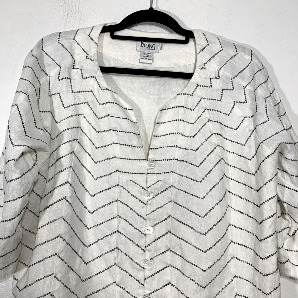 JSONG Collection Linen Button Front Tunic Top Size 14 - Picture 4 of 7